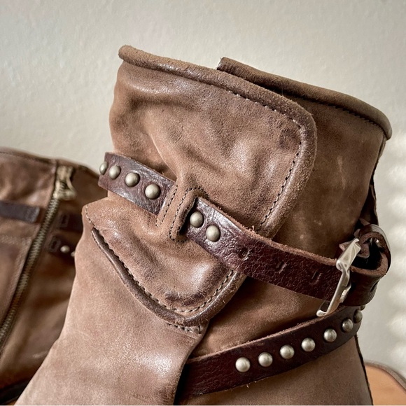 A.S. 98 Brown Leather Ankle Boots Studded Straps & Chunky Heel Size EU 40 - Picture 13 of 14
